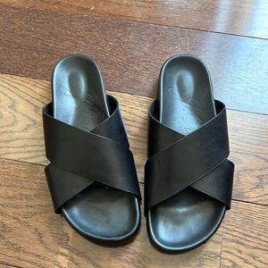 J crew MARINA CROSS-STRAP SANDALS IN LEATHER 8.5 / BLACK